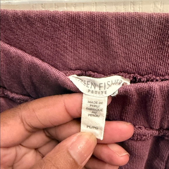 EILEEN FISHER Womens Burgundy Pocketed Raw Seams Pull-on Cropped Pants petite Lg - Picture 4 of 7